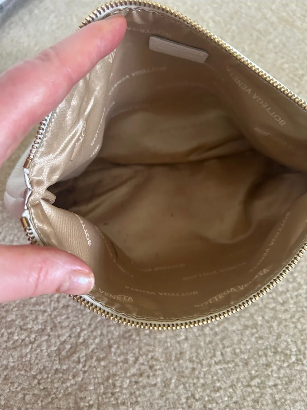 Bottega Veneta White Leather Large Cosmetic Pouch